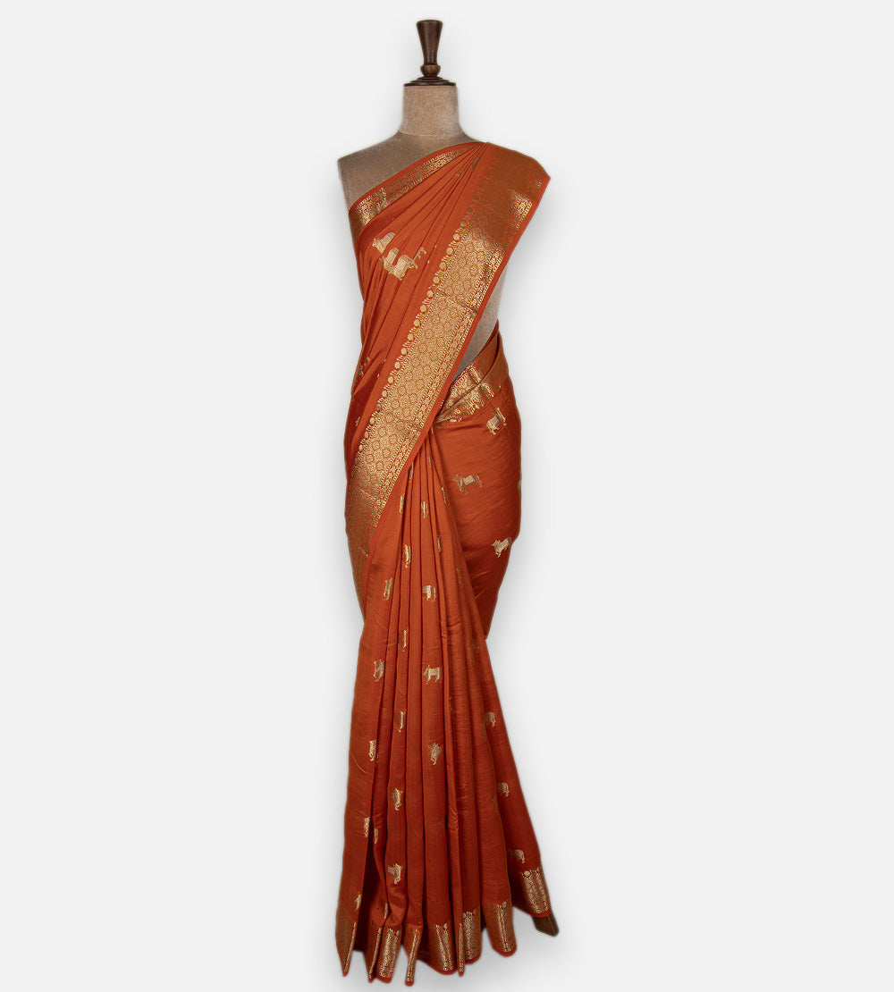 Orange Chaniya Silk Saree
