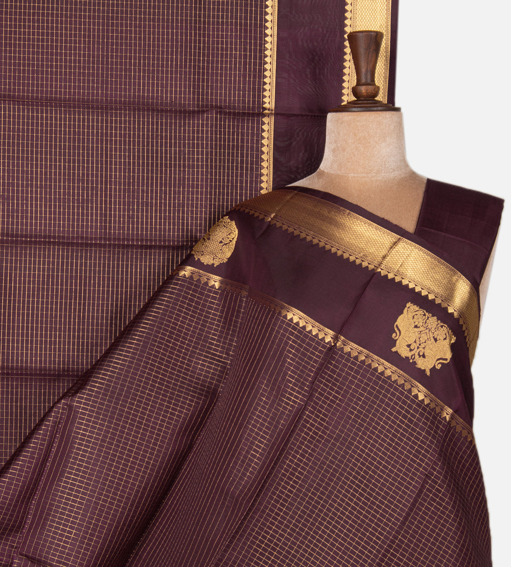 Aubergine Purple Kanchipuram Silk Saree