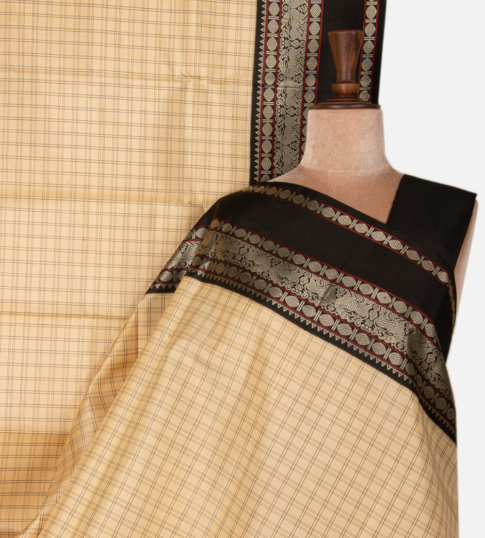 Beige Kanchipuram Silk Saree