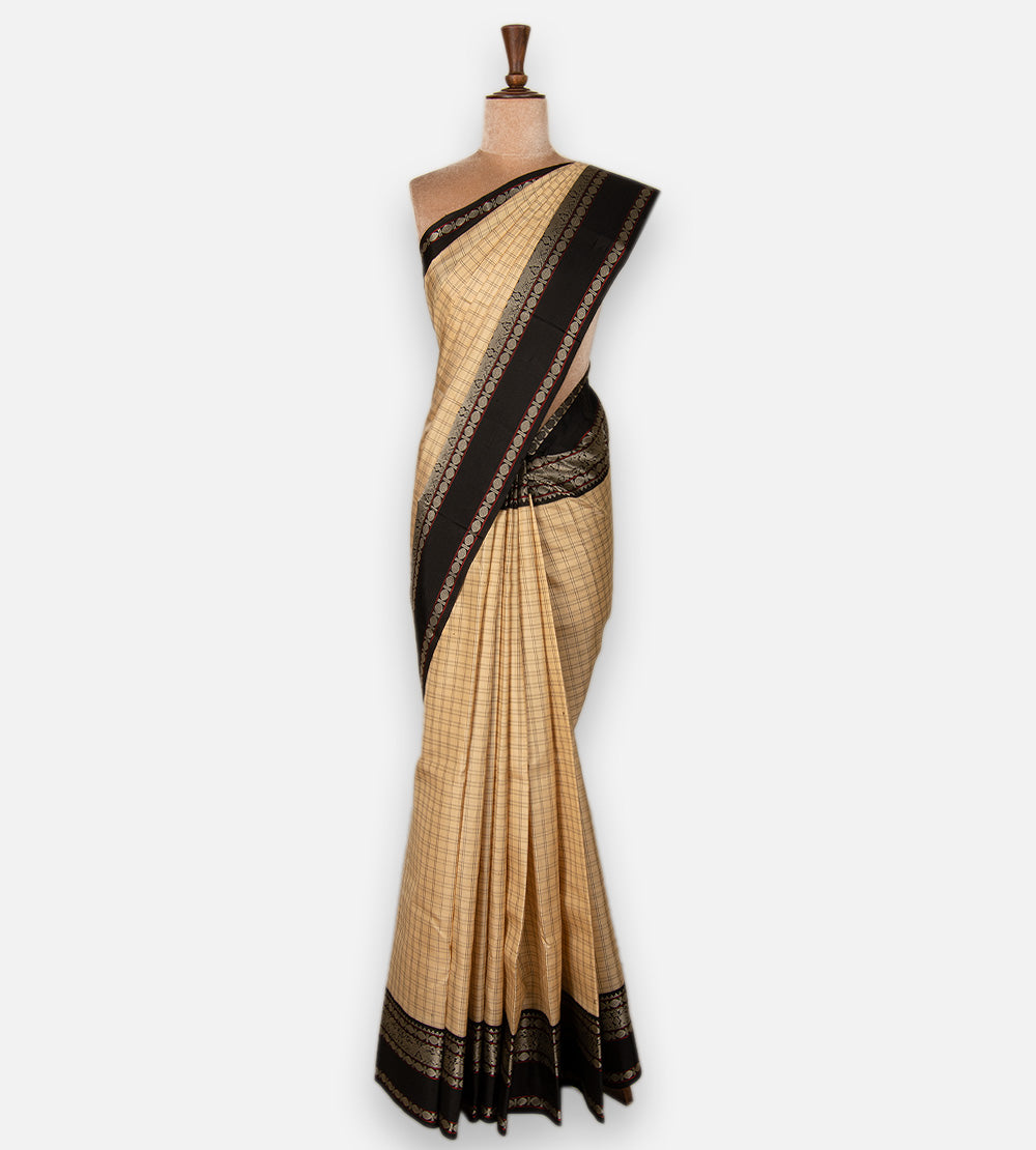 Beige Kanchipuram Silk Saree
