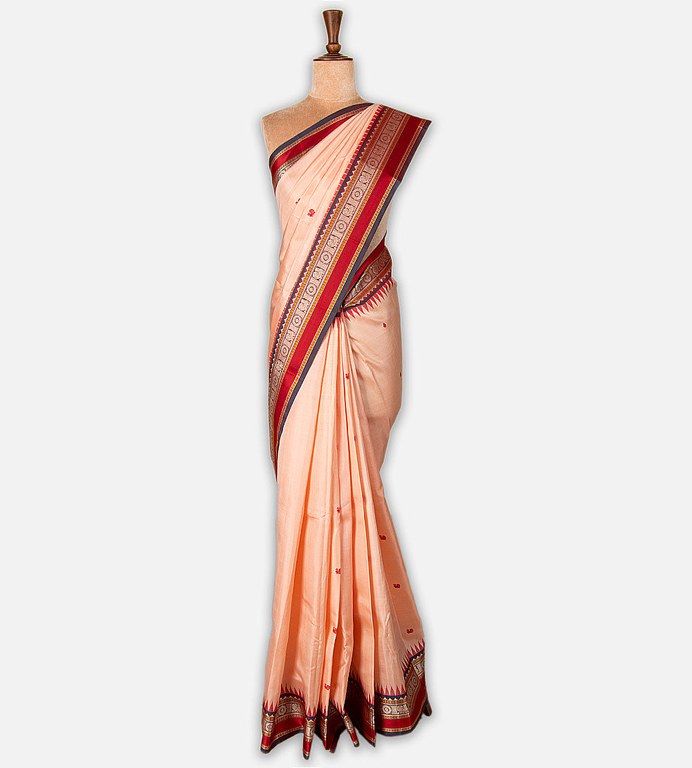 Peach Kanchipuram Silk Saree
