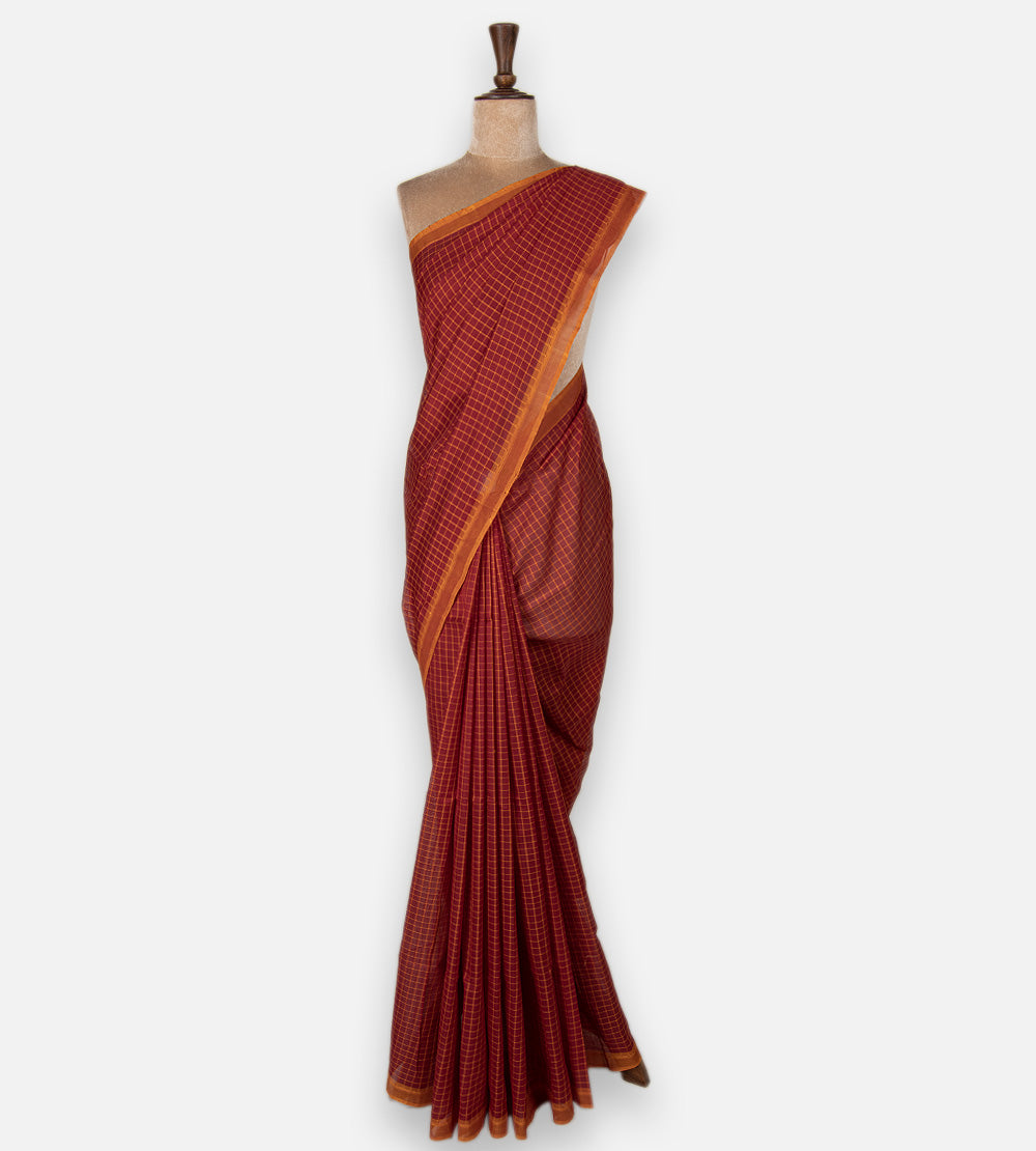Maroon Cotton Silk Saree