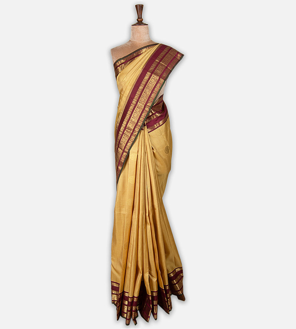 Golden mustard yellow Kanchipuram Silk Saree
