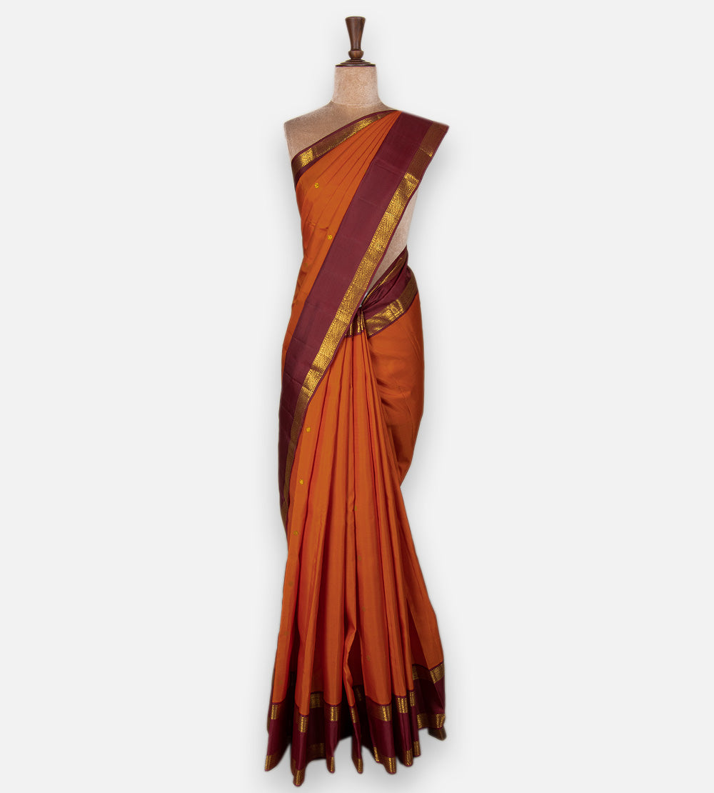 Rust Red Kanchipuram Silk Saree