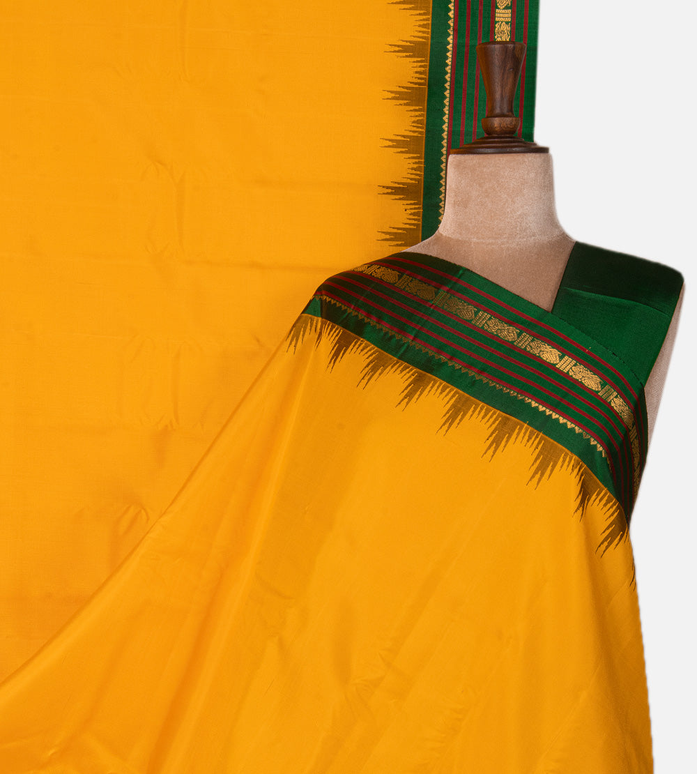 Yellow Gadwal Silk Saree
