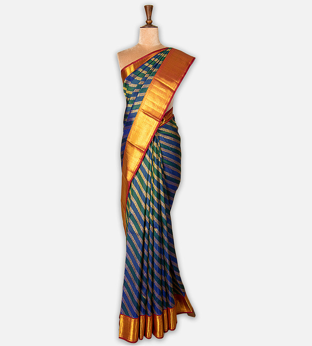 Green and Blue Kanchipuram Silk Saree