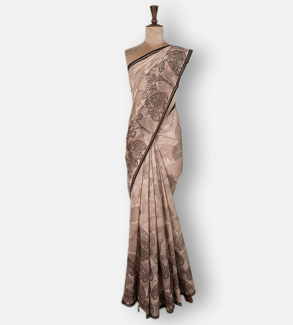 Mauve Chanderi Cotton Saree