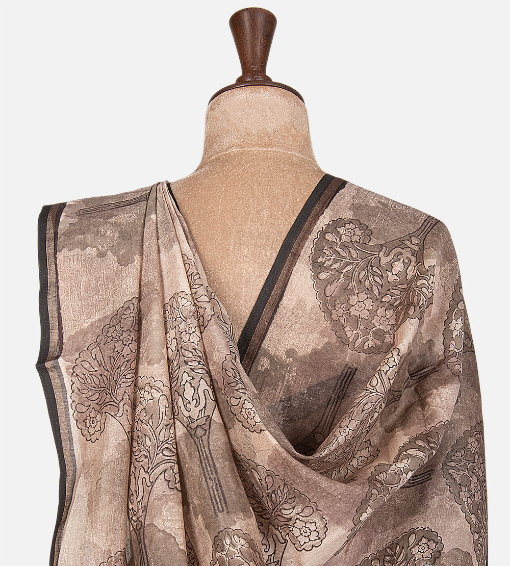 Mauve Chanderi Cotton Saree