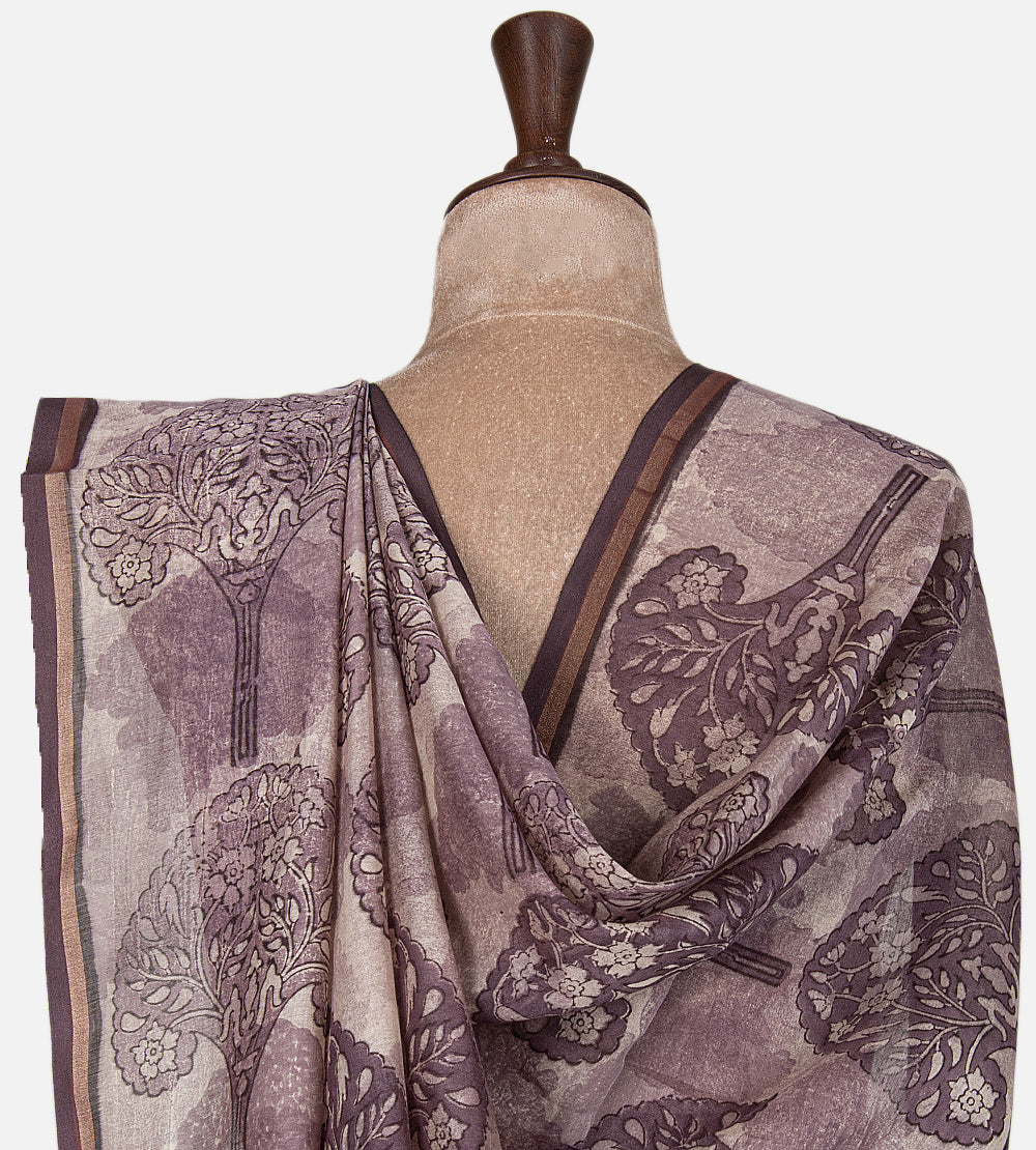 Aubergine Purple Chanderi Cotton Saree