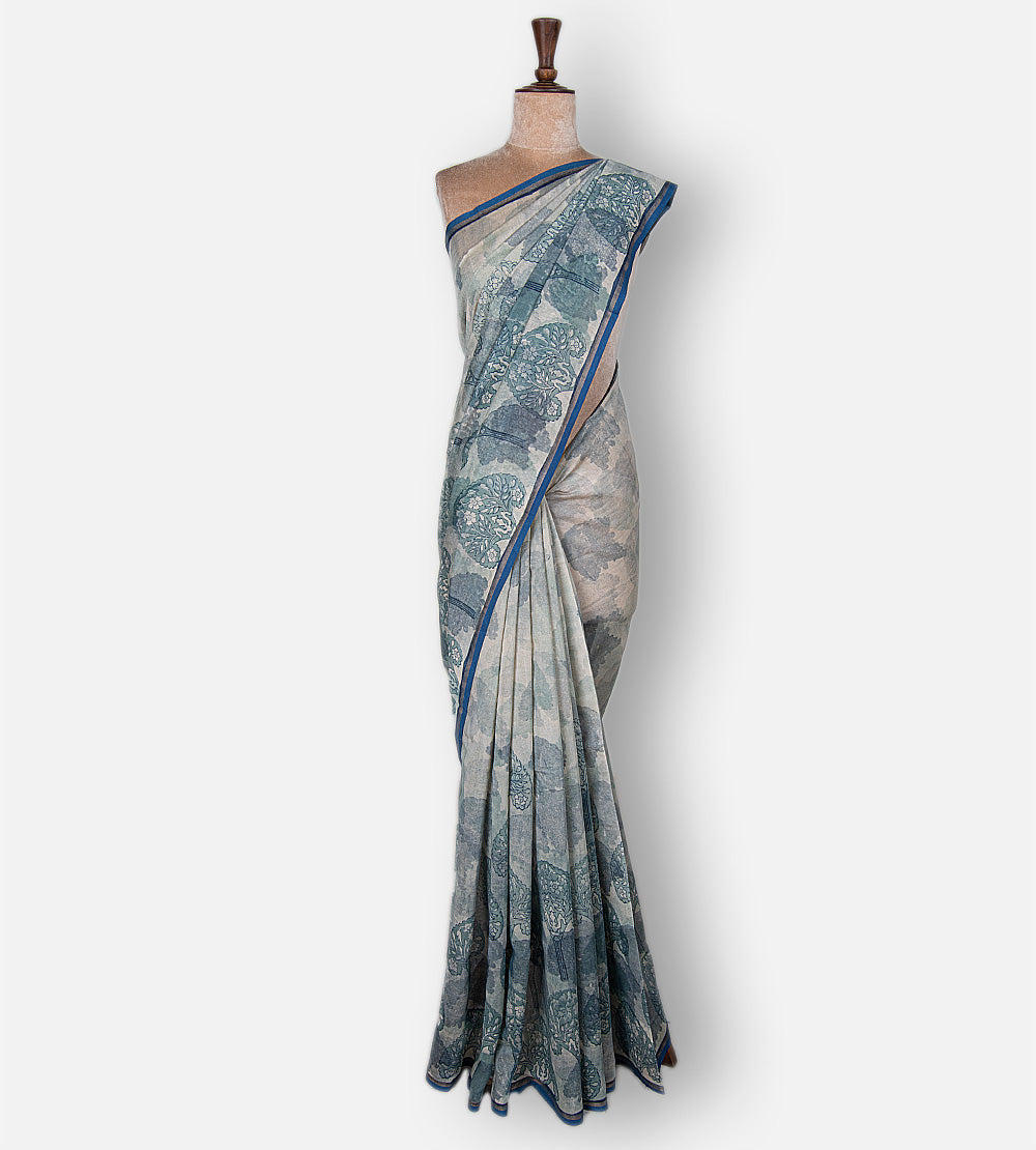 Light Blue Chanderi Cotton Saree