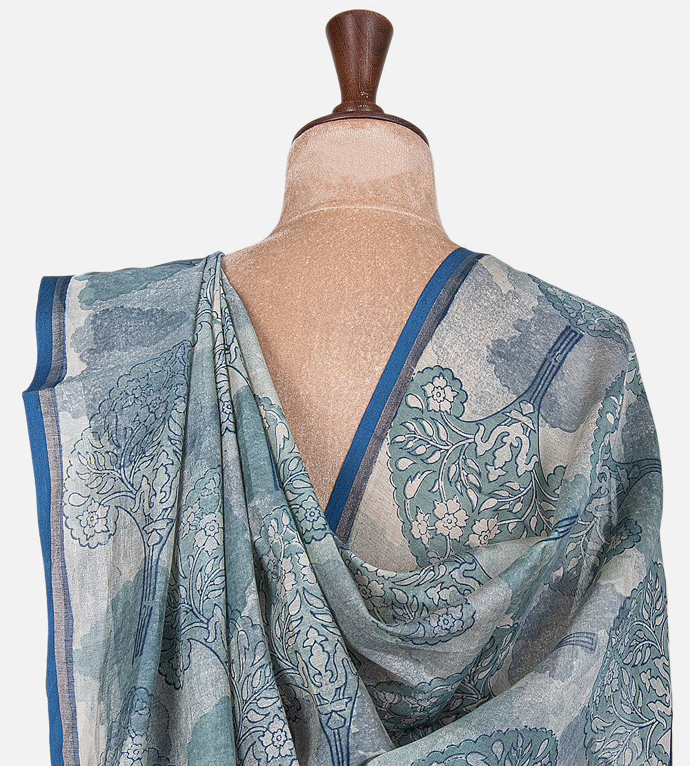 Light Blue Chanderi Cotton Saree