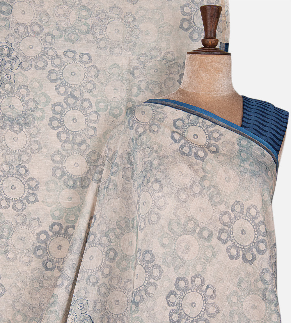 Light Blue Chanderi Cotton Saree