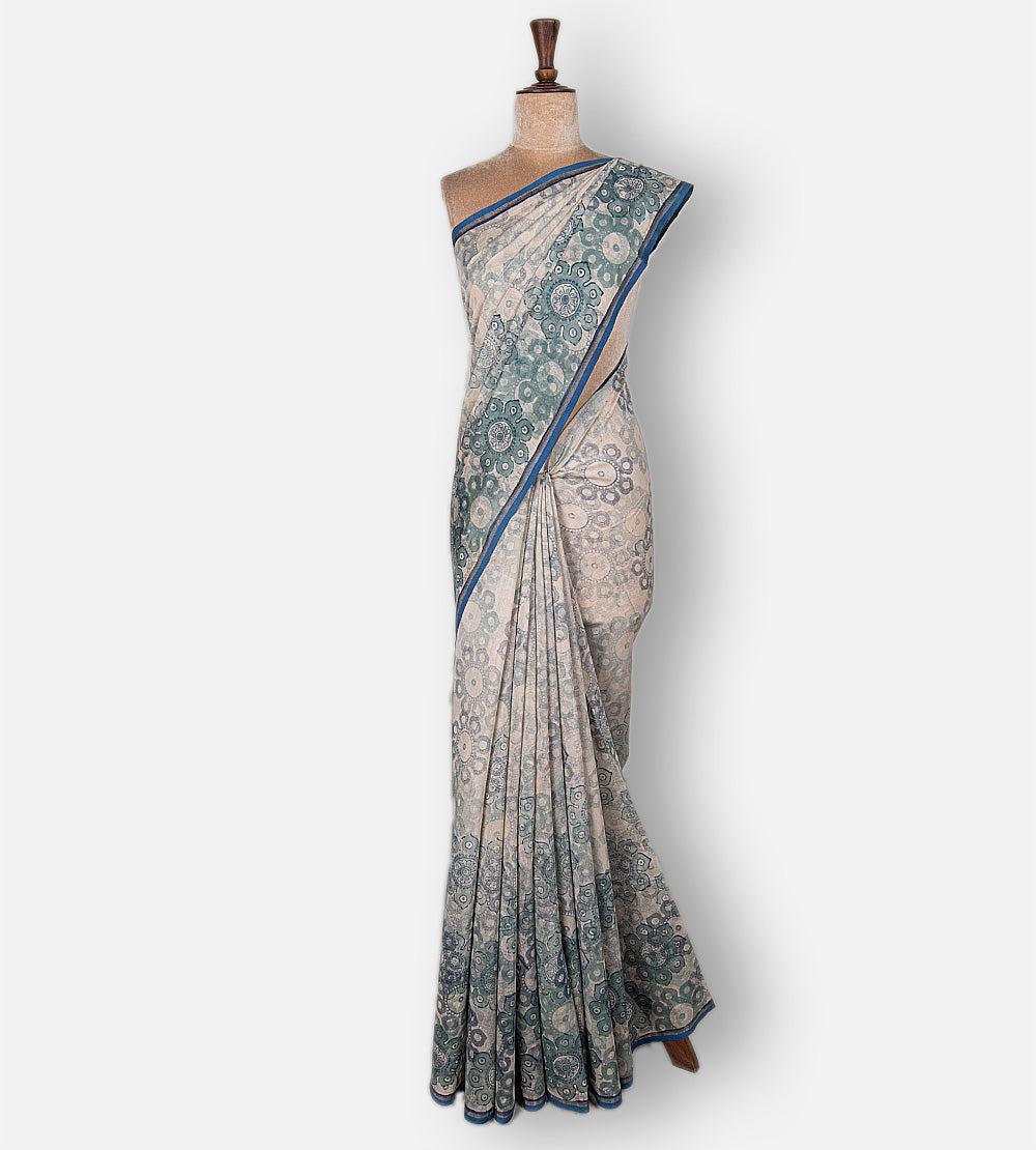 Light Blue Chanderi Cotton Saree