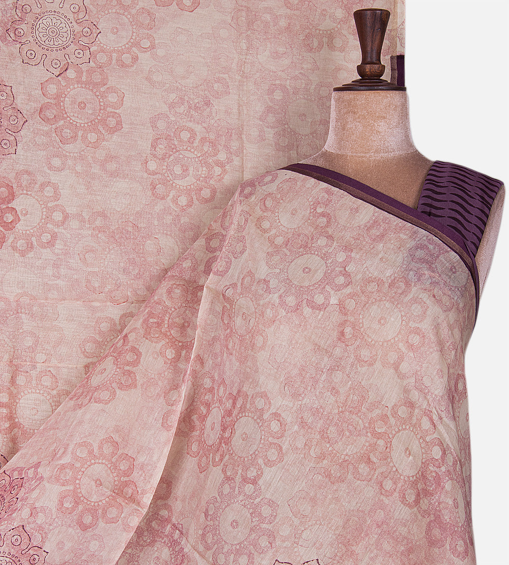 Light Pink Chanderi Cotton Saree