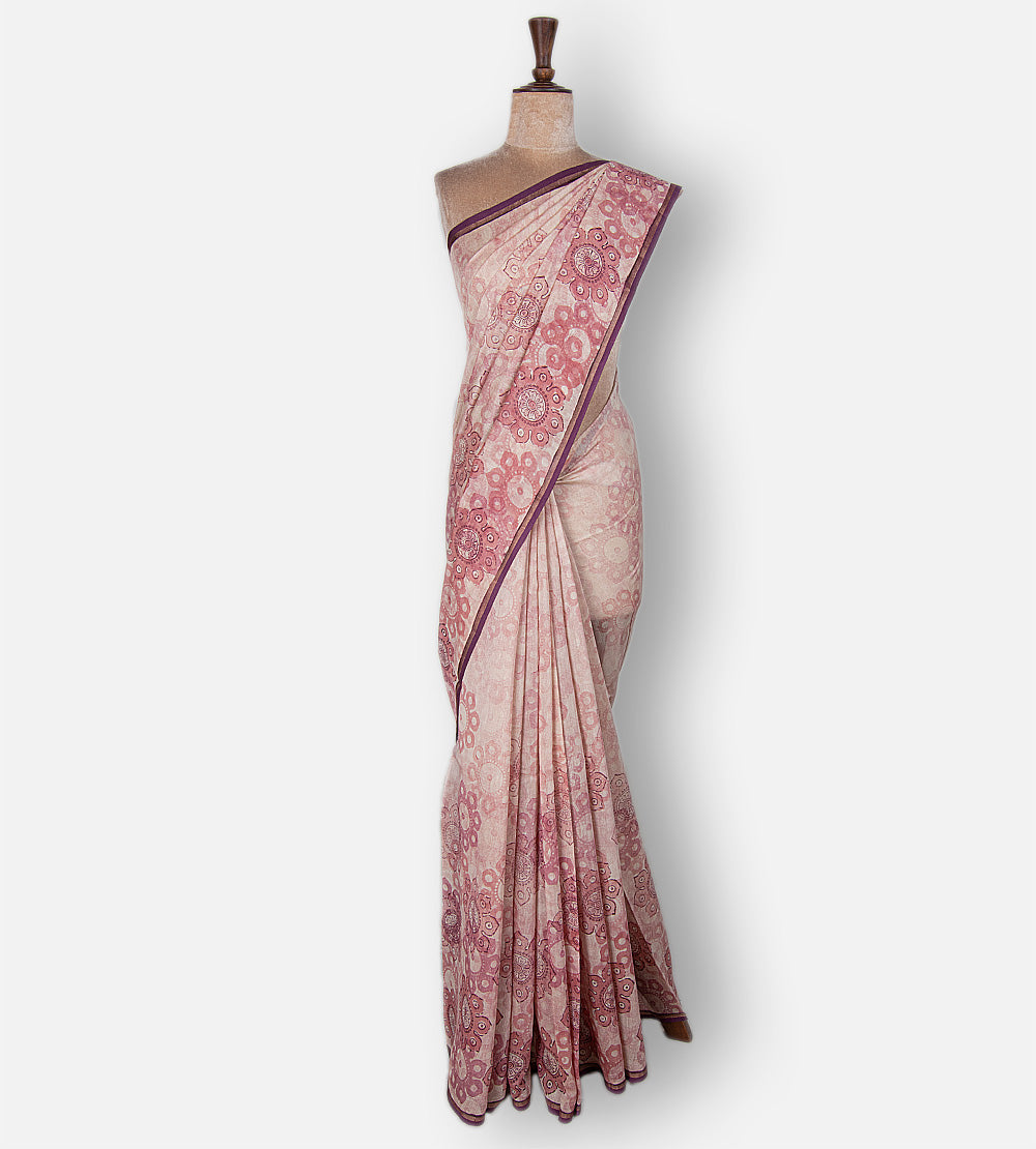Light Pink Chanderi Cotton Saree