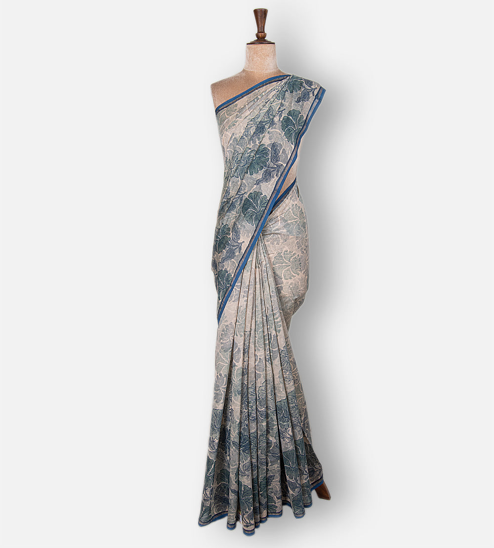 Light Blue Chanderi Cotton Saree