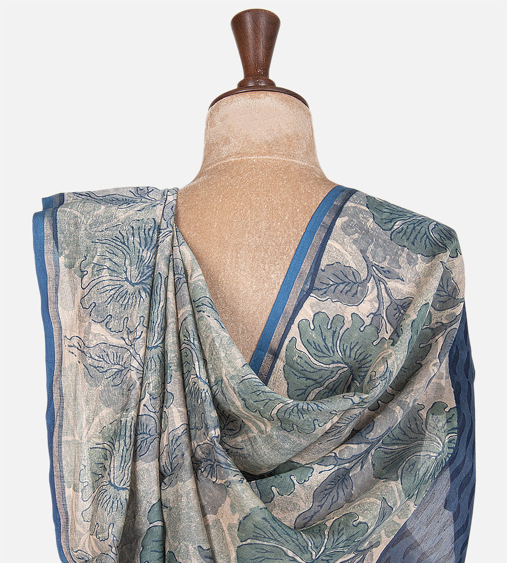 Light Blue Chanderi Cotton Saree