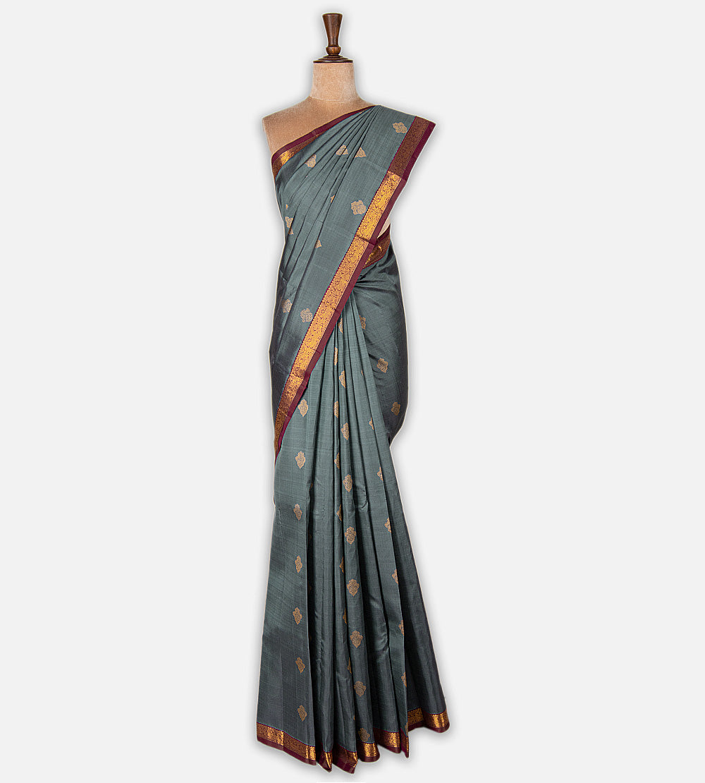 Grey Kanchipuram Silk Saree
