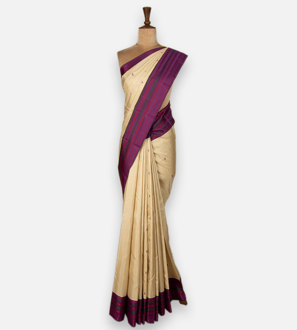 Creme Kanchipuram Silk Saree