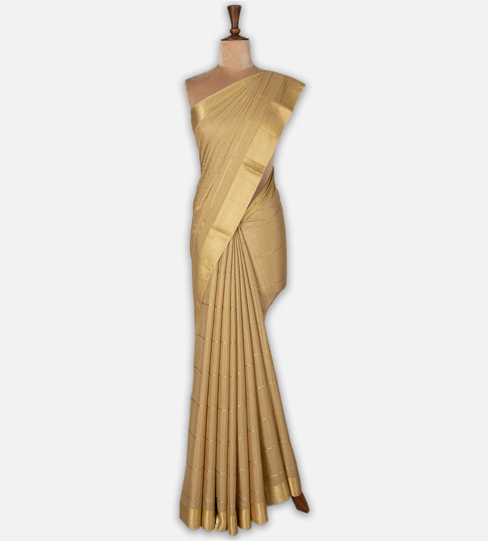 Beige Mysore Crepe Saree