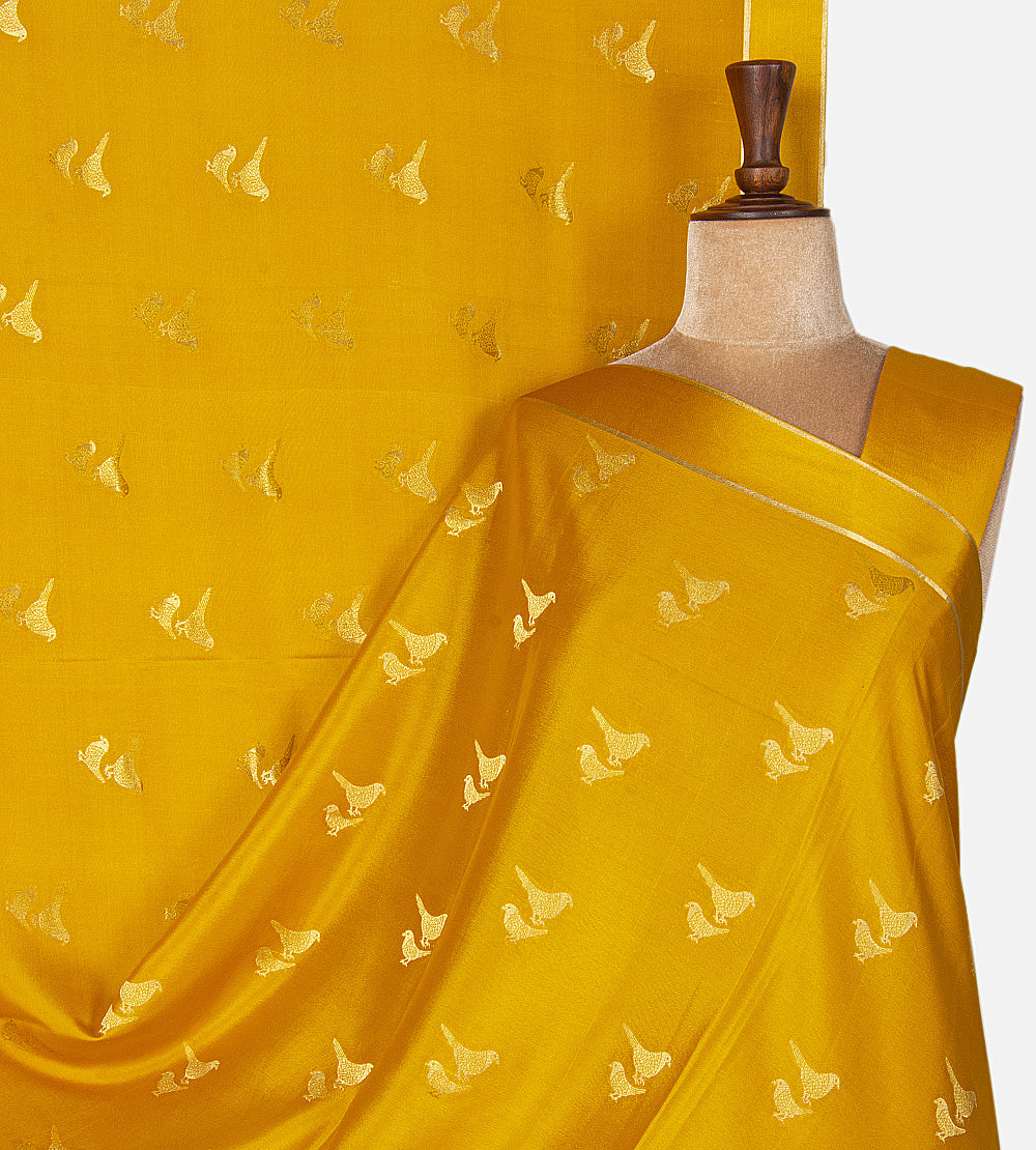 Yellow Mysore Crepe Saree