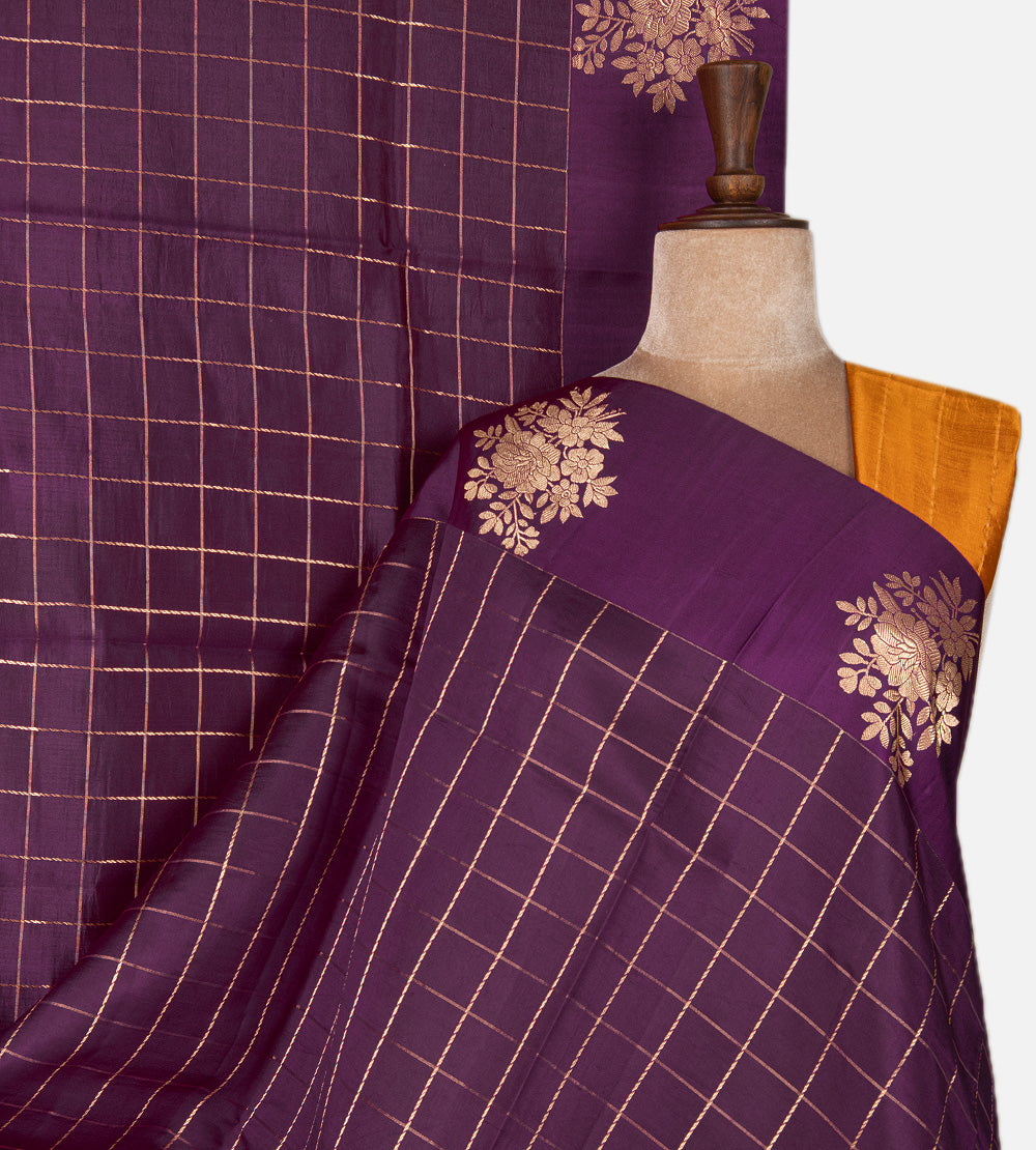 Purple Banarasi Kattan Silk Saree