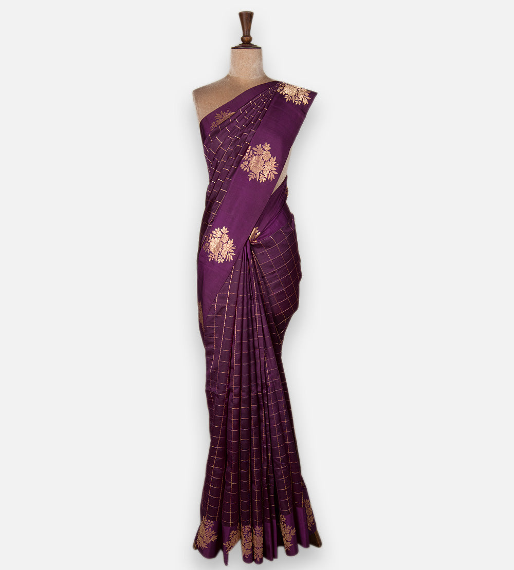 Purple Banarasi Kattan Silk Saree