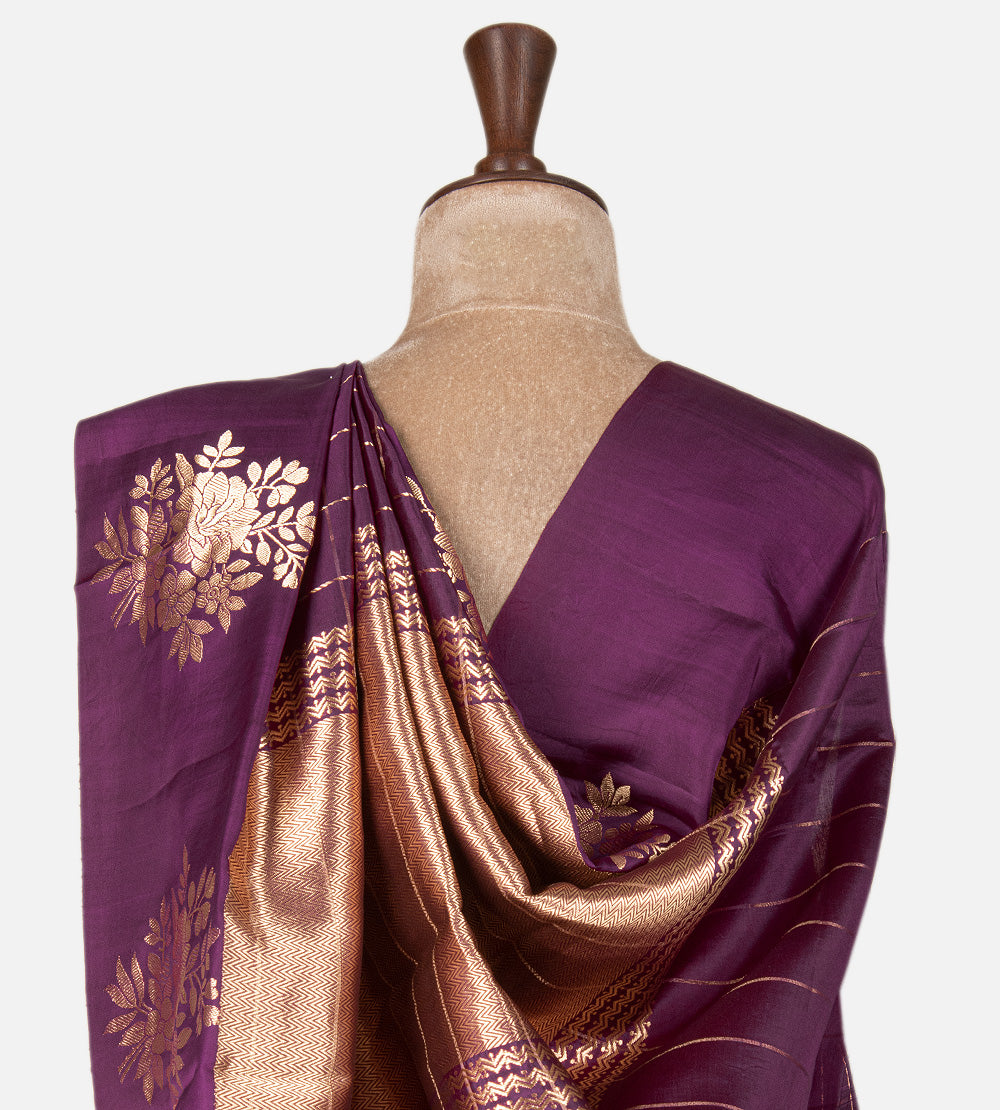 Purple Banarasi Kattan Silk Saree