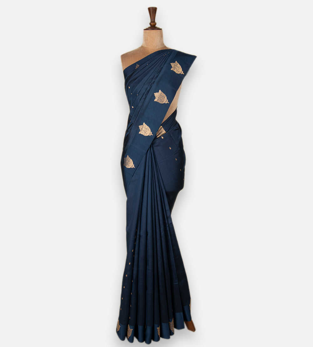 Blue Banarasi Kattan Silk Saree