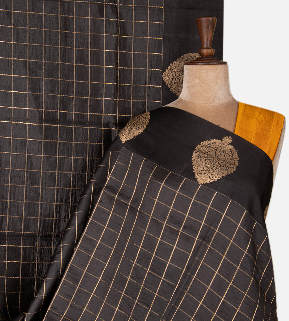 Black Banarasi Kattan Silk Saree