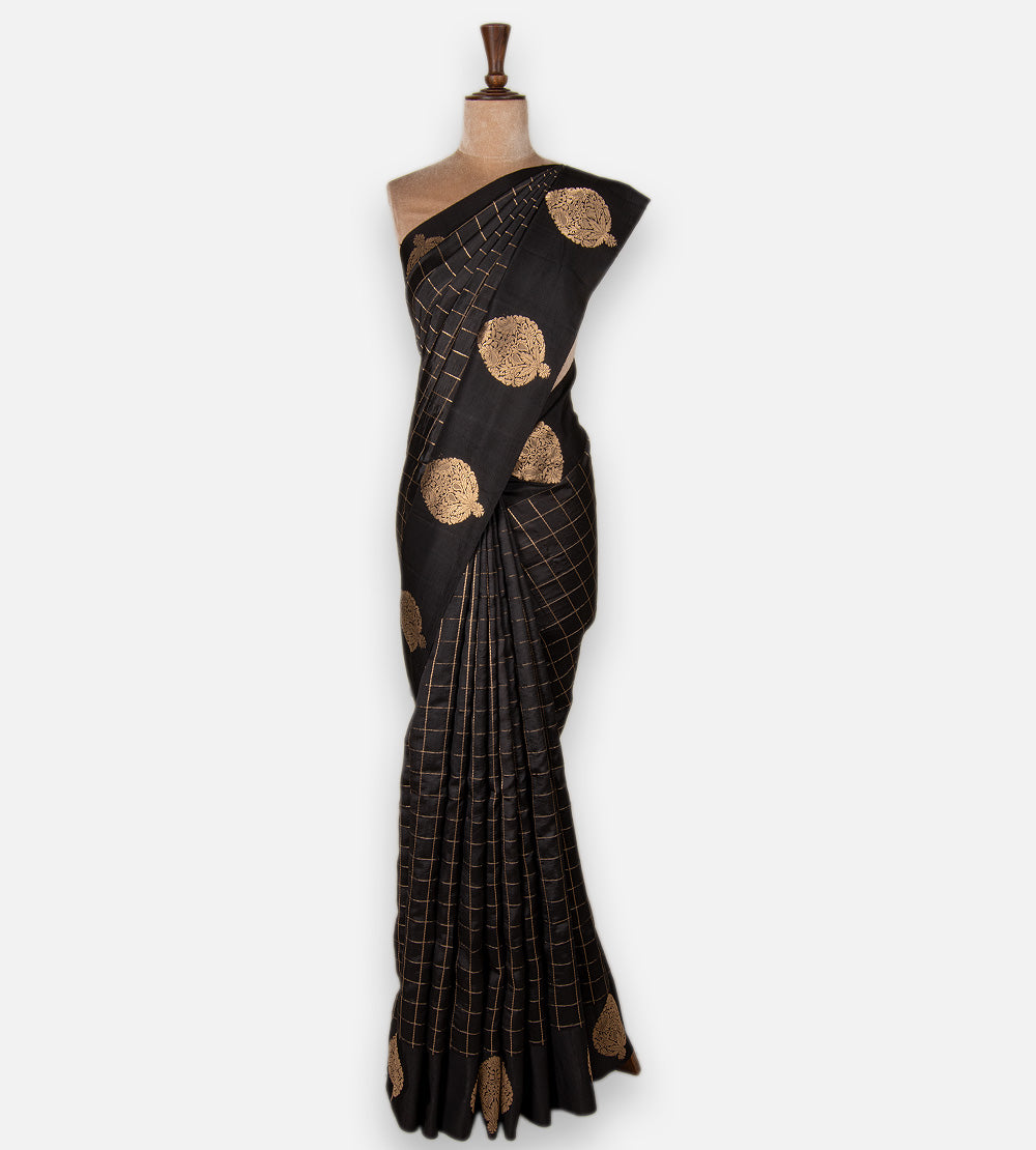 Black Banarasi Kattan Silk Saree
