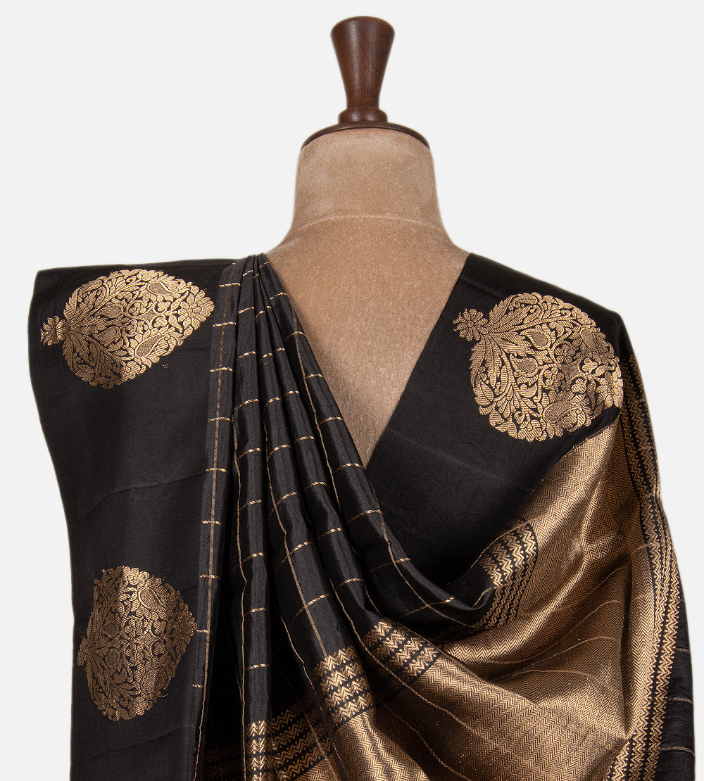 Black Banarasi Kattan Silk Saree