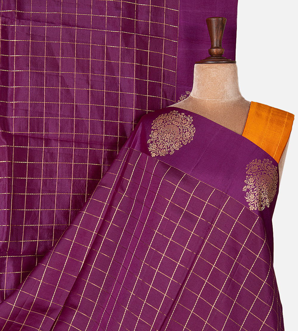 Purple Banarasi Kattan Silk Saree