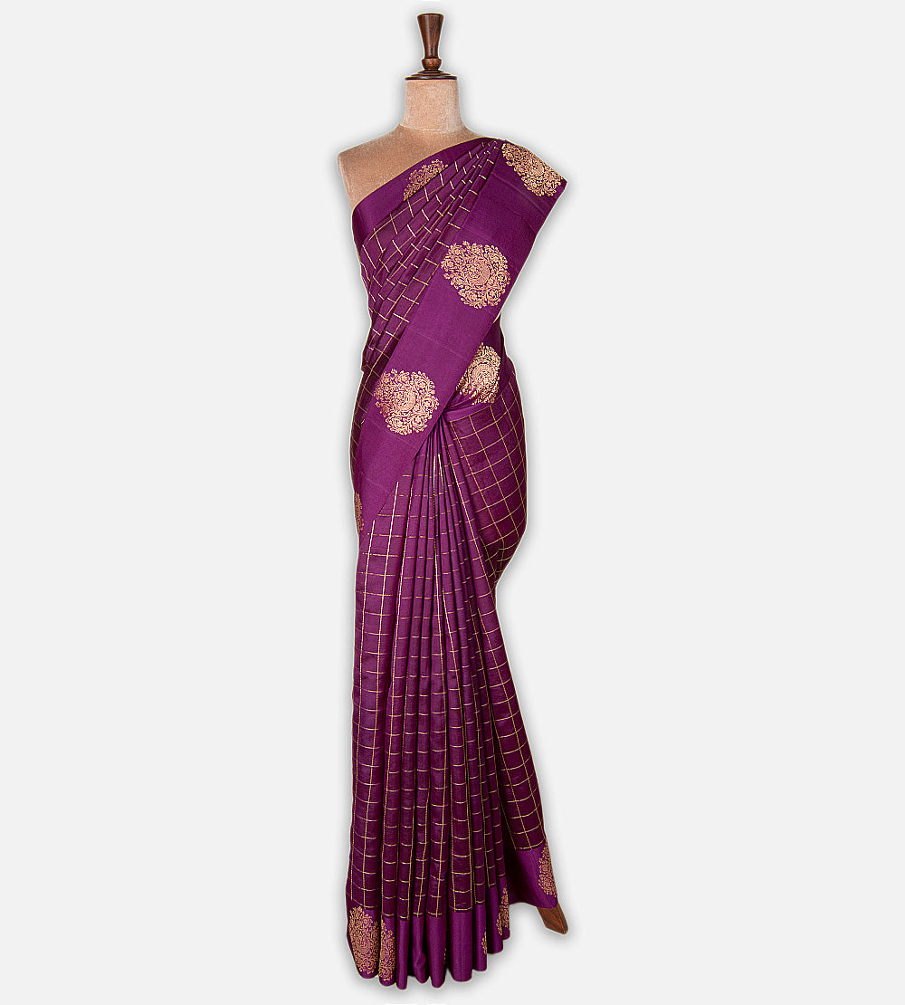 Purple Banarasi Kattan Silk Saree