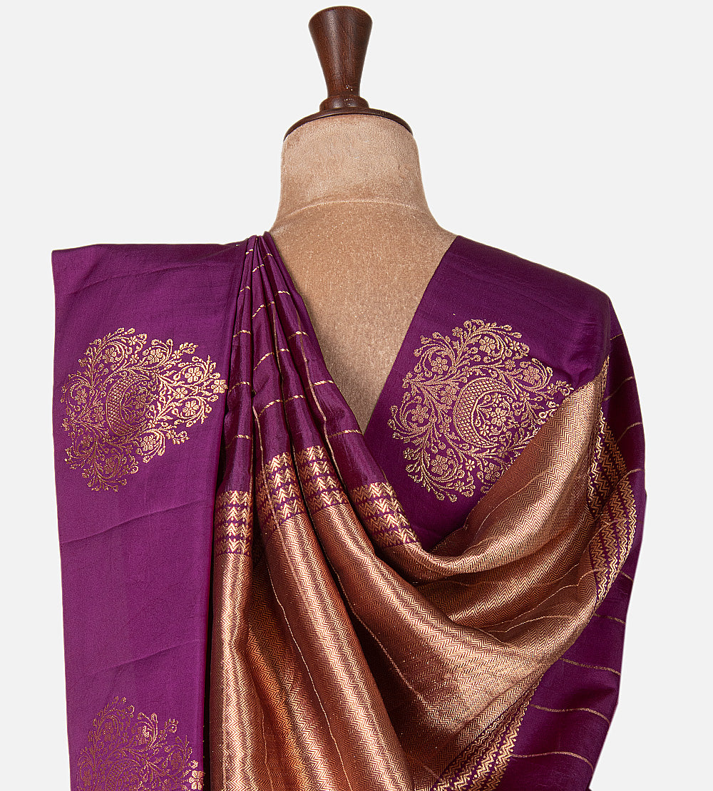 Purple Banarasi Kattan Silk Saree