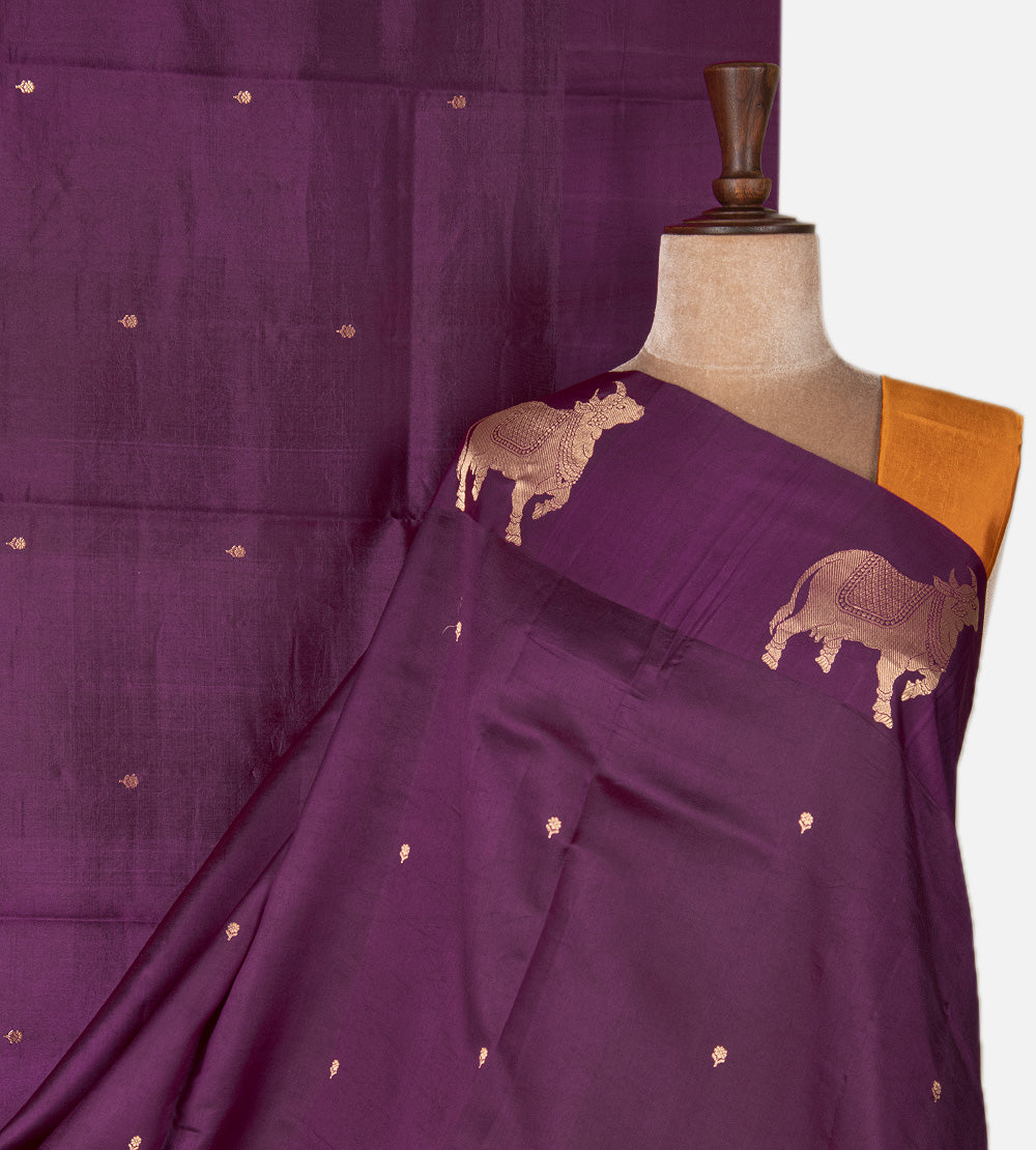 Purple Banarasi Kattan Silk Saree