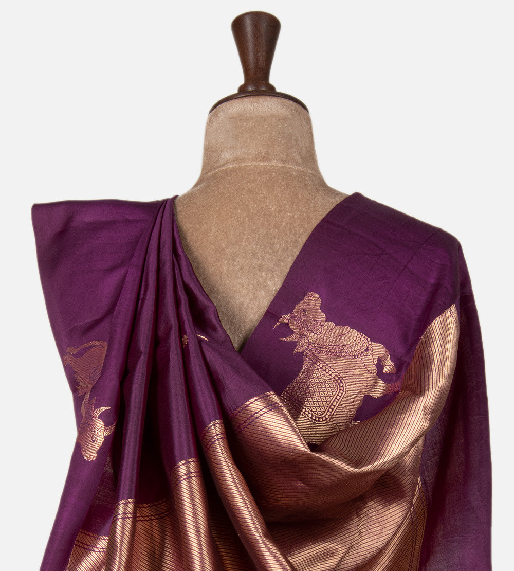 Purple Banarasi Kattan Silk Saree