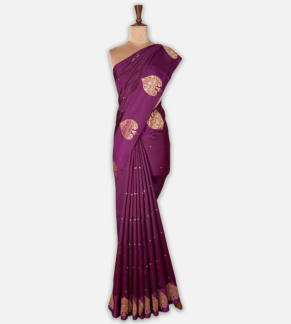 Purple Banarasi Kattan Silk Saree