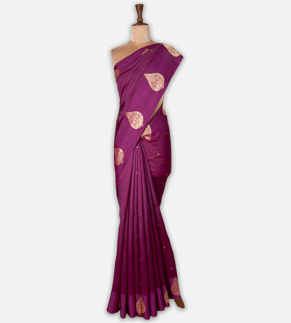 Purple Banarasi Kattan Silk Saree