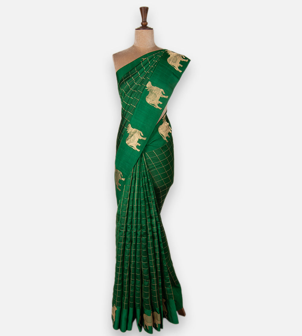 Green Banarasi Kattan Silk Saree