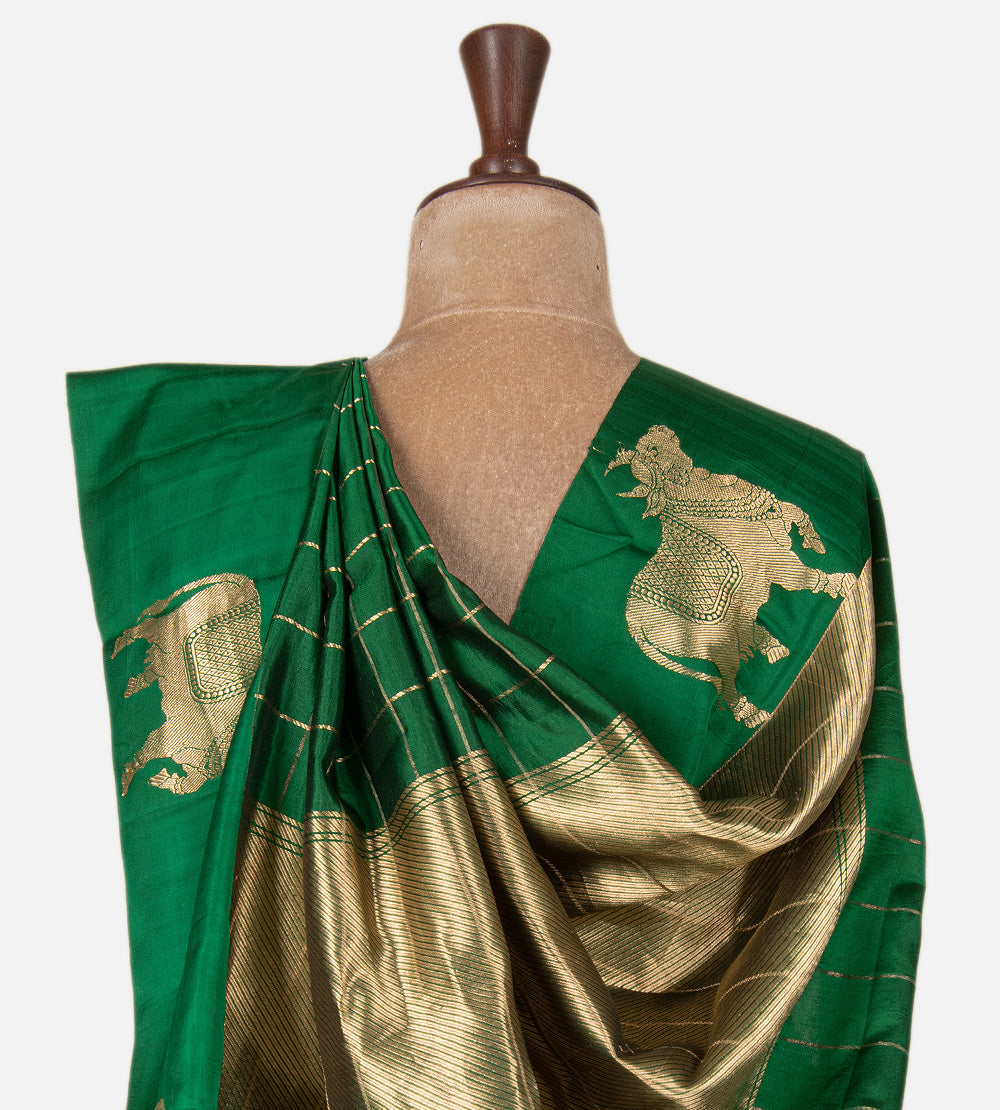 Green Banarasi Kattan Silk Saree