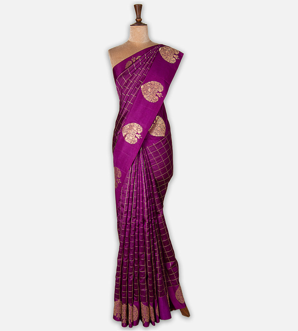 Purple Banarasi Kattan Silk Saree
