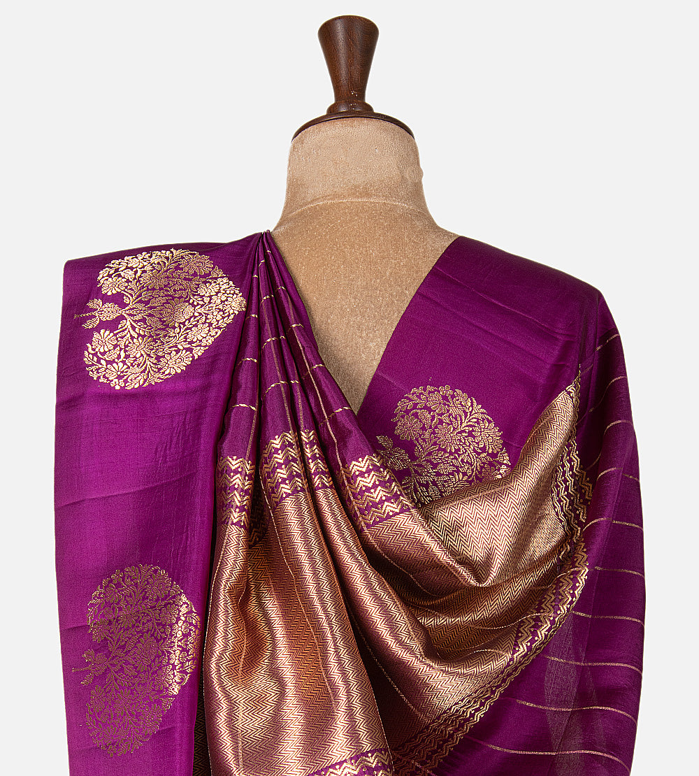 Purple Banarasi Kattan Silk Saree