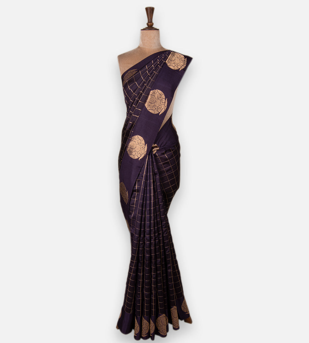 Purple Banarasi Kattan Silk Saree