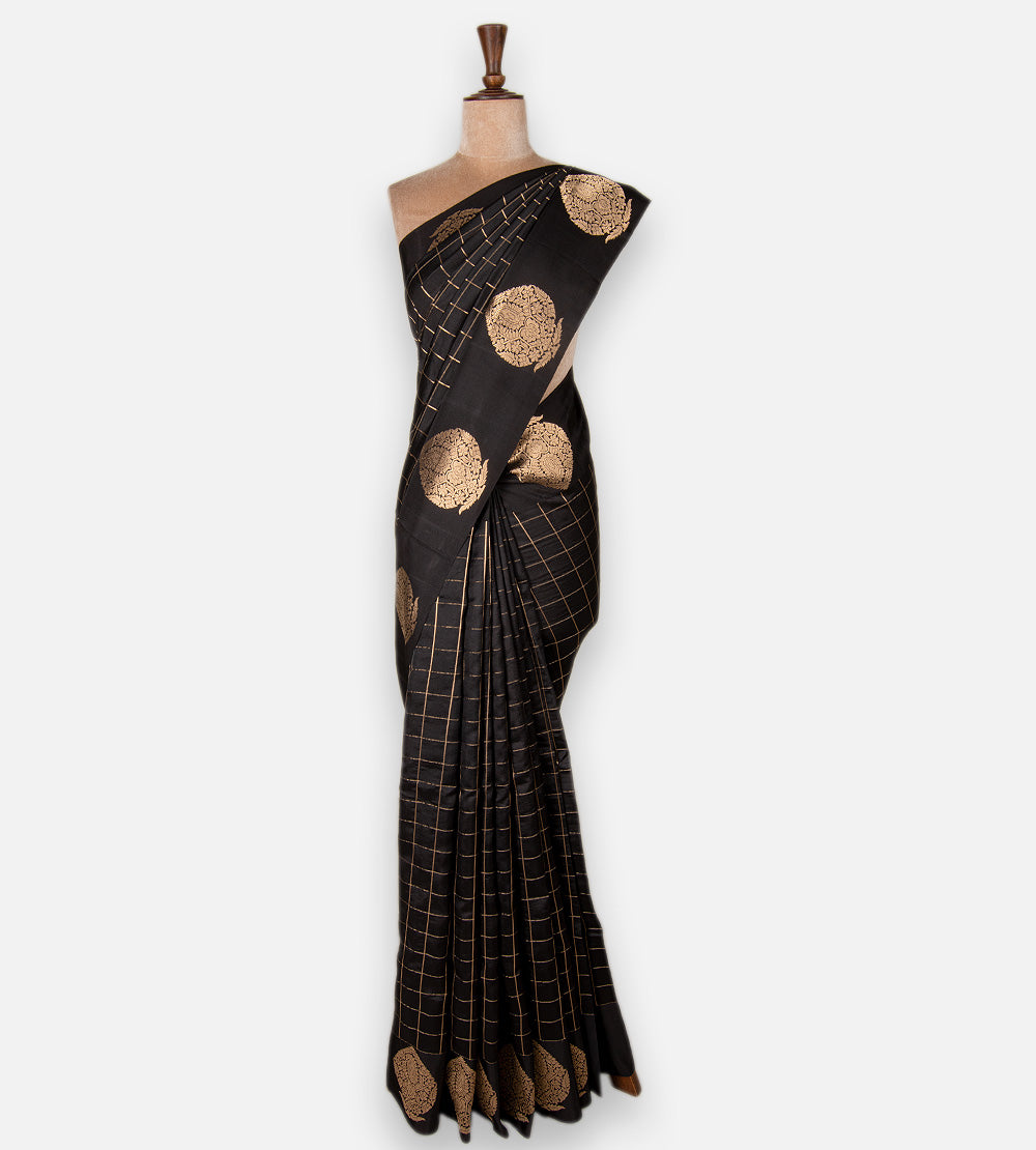 Black Banarasi Kattan Silk Saree
