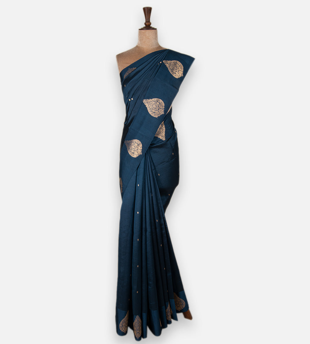 Blue Banarasi Kattan Silk Saree