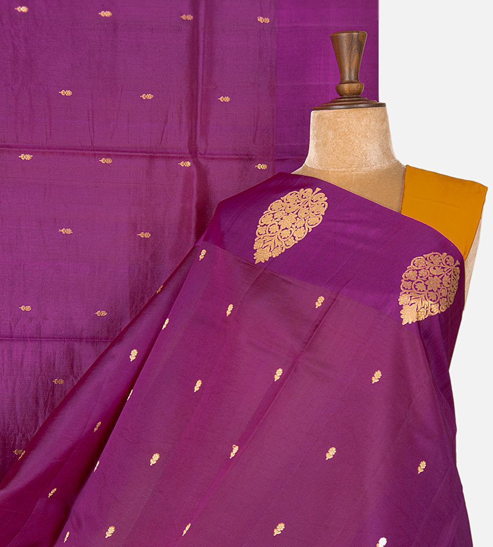 Purple Banarasi Kattan Silk Saree