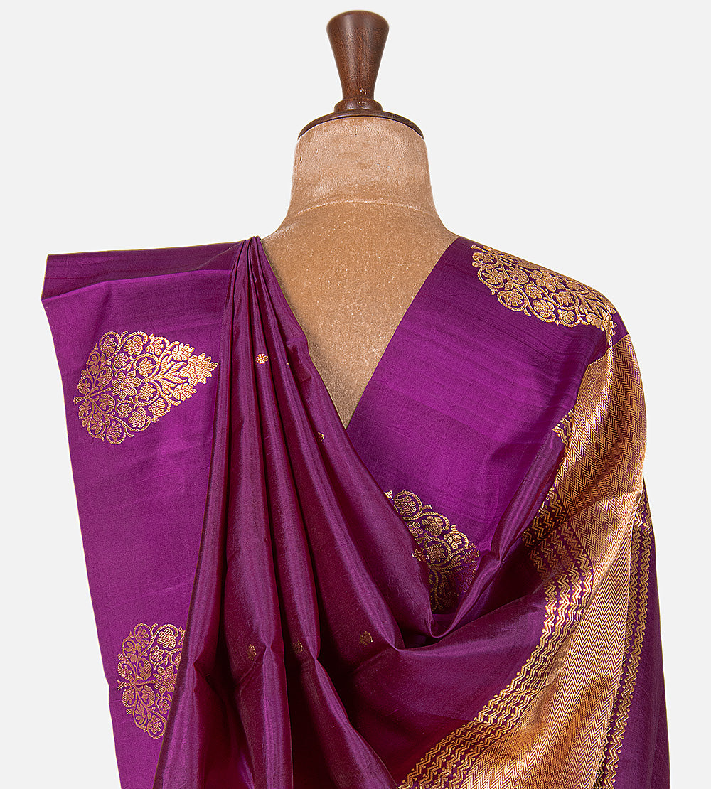 Purple Banarasi Kattan Silk Saree