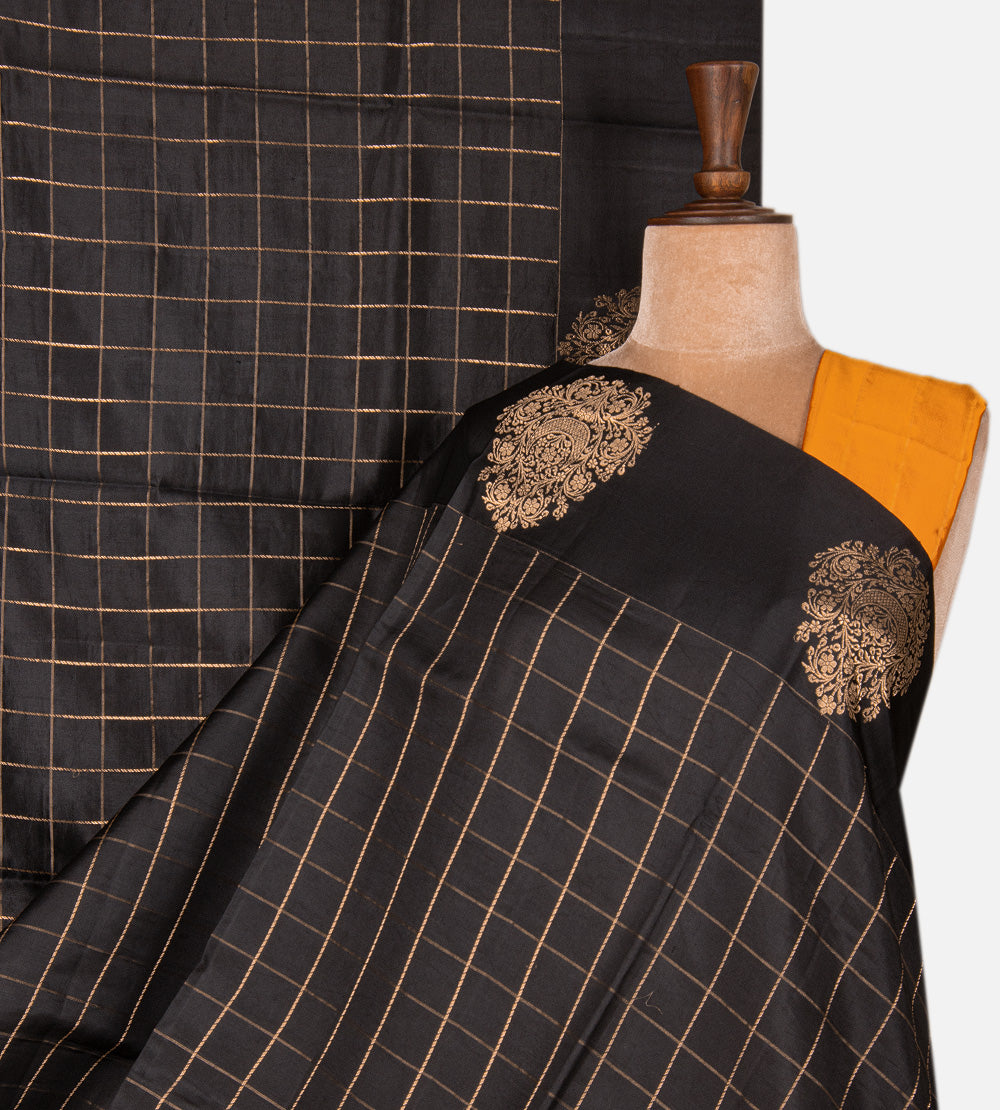Black Banarasi Kattan Silk Saree