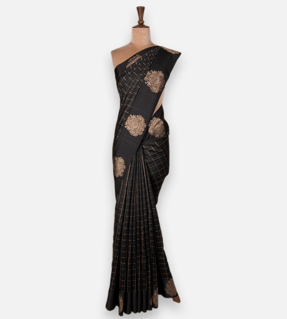 Black Banarasi Kattan Silk Saree